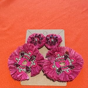 Pink Beaded Statement Earrings